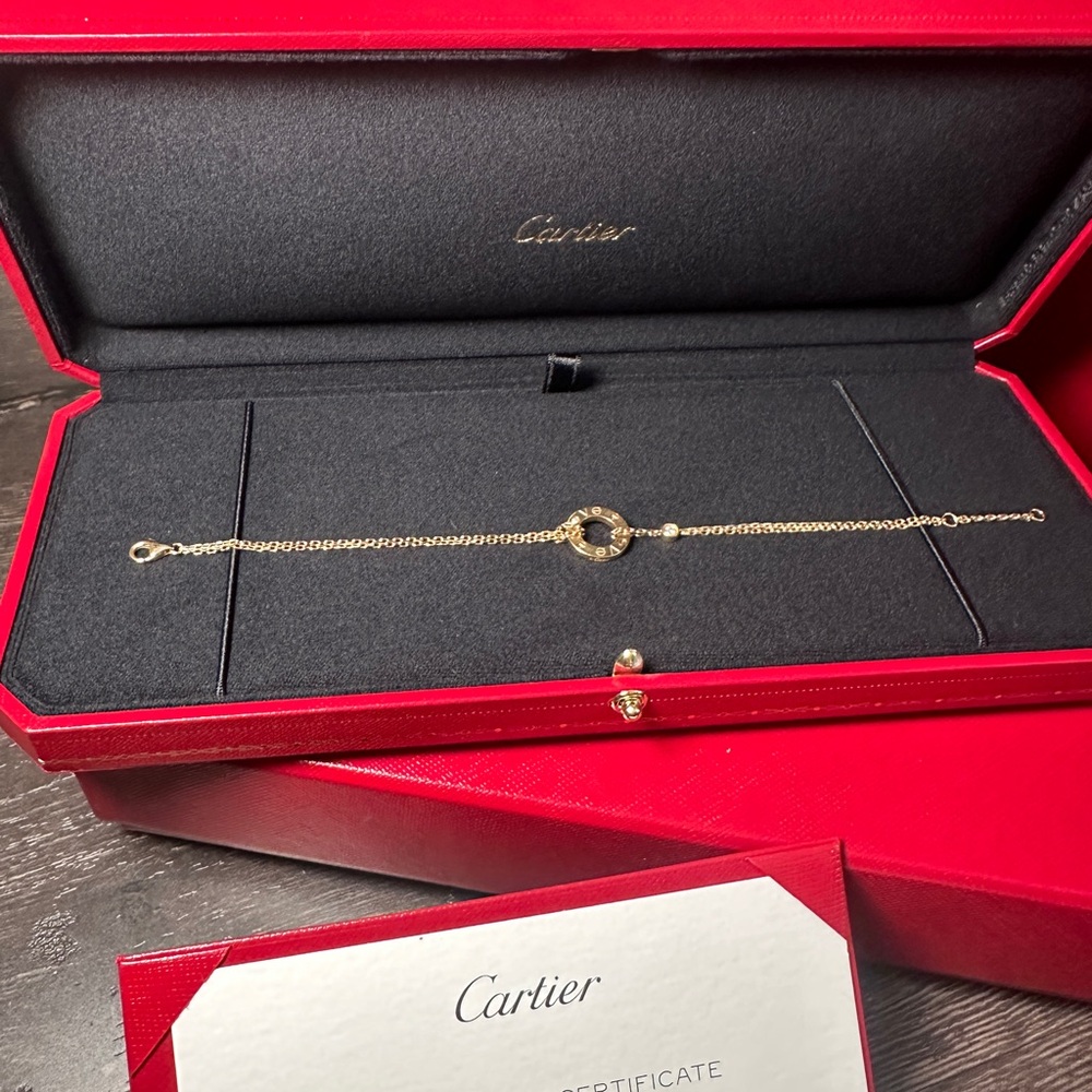 OUT OF BOX, BRAND NEW!!! Cartier “Love Bracelet on Chain, 2 Diamonds”